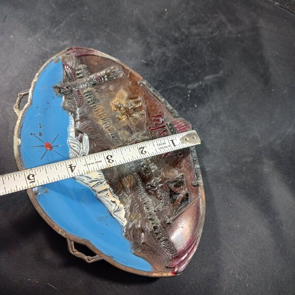 Alaska Souvenir Painted Metal Tray Totem Dogsled Land of the Midnight Sun Japan - Picture 5 of 7